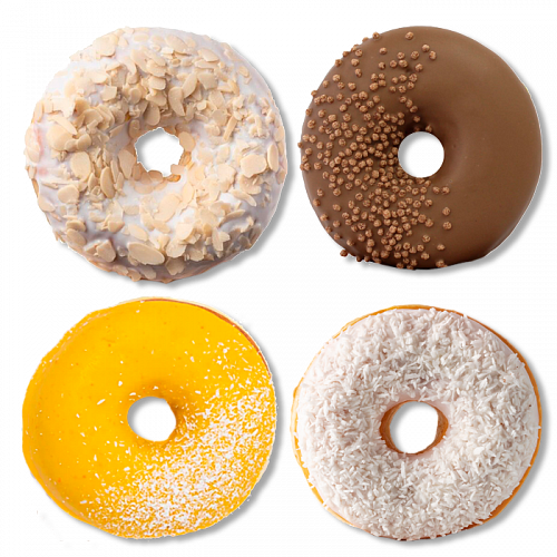 Пончики Ассорти 3 (фисташка, тирамису, манго, кокос)